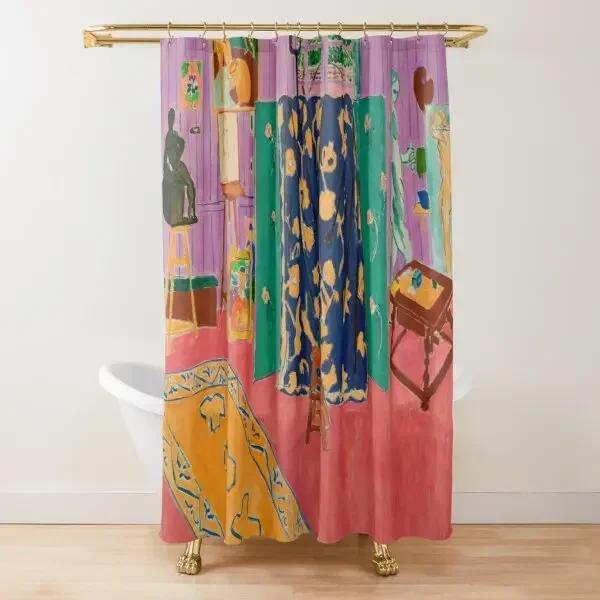 Abstract Matisse Flower Art Shower Curtain Modern Geometric Simple Aesthetic Pastel Boho Trendy Bathroom Curtain Decor with Hook