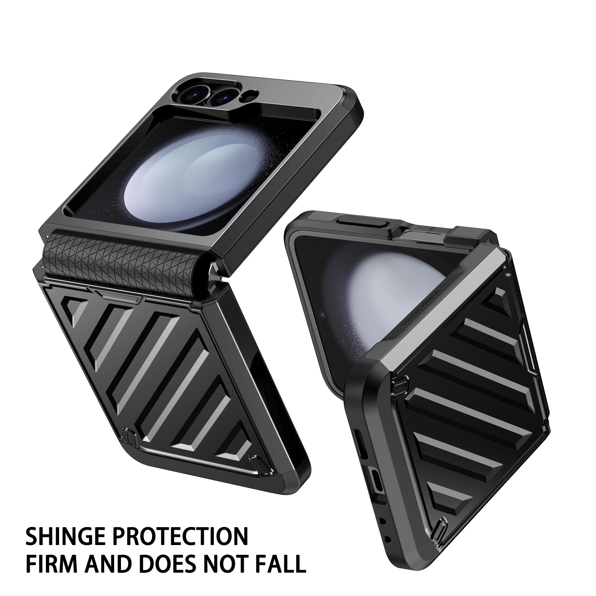 

For Samsung Galaxy Z Flip5 5G Case Hinge Protection TPU+PC Electroplating Cover Black