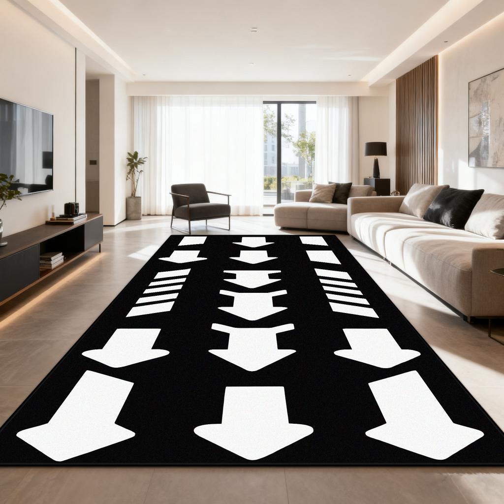 Black White Stripe Carpet Living Room Modern Style Decoration Sofa Side Non-slip Floor Mat Soft Washable Bedroom Cloakroom Rugs