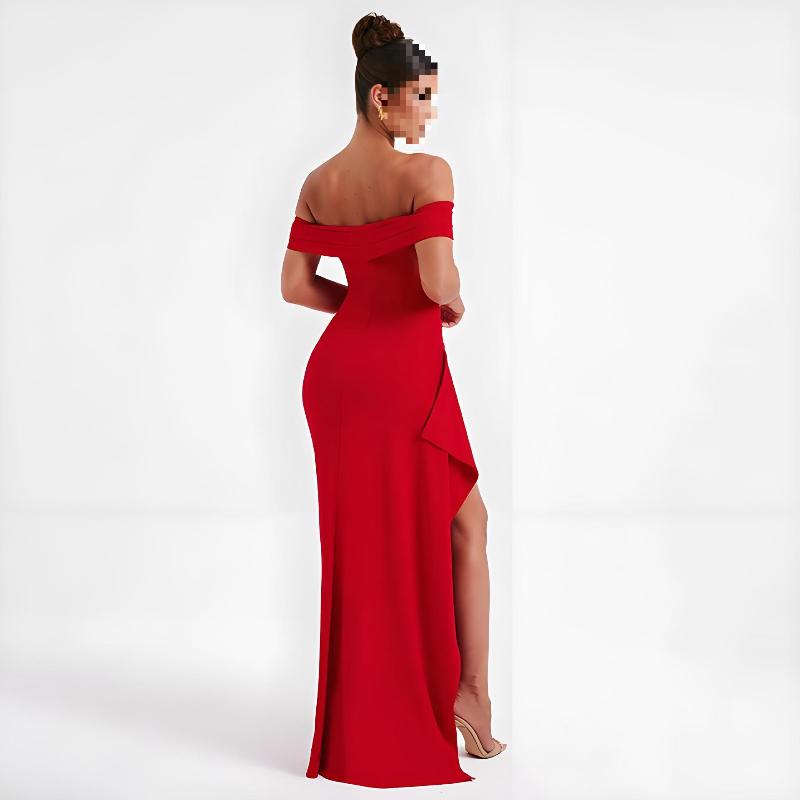 European and American Summer Strapless Sexy One Neck Backless Slit Long Dress