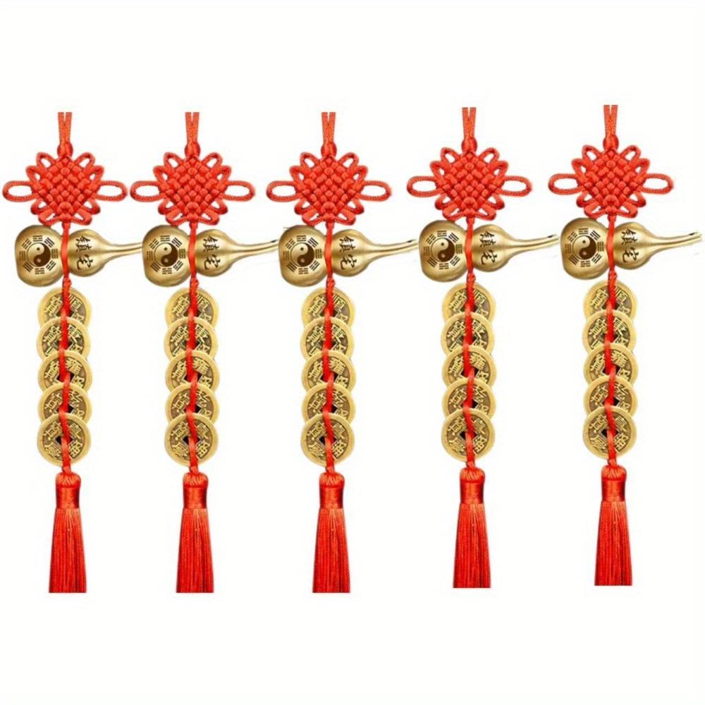 Pack of five Lucky Gourd Qing dynasty five emperors' coins Chinese knot pendant Tassel Gift For your lover Friends