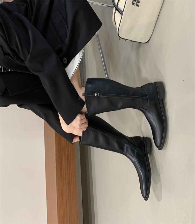 

Wear boots British style versatile new knight boots advanced sense thin boots long boots women thick heel round head 40 чорний