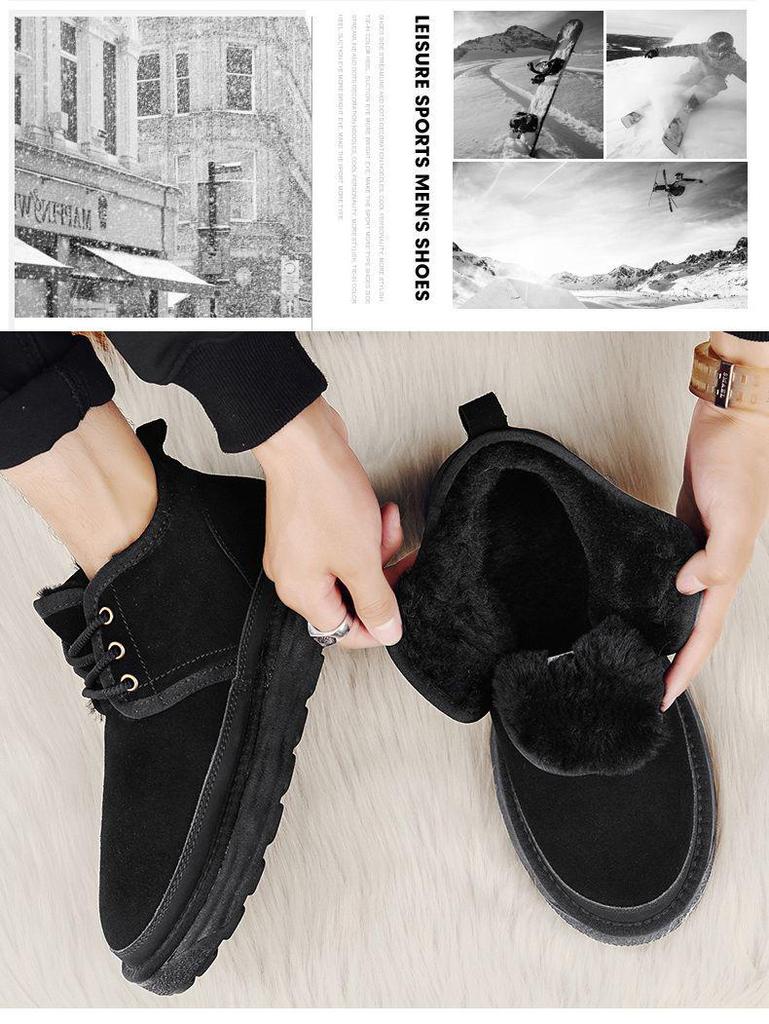 Northeast Herren 2025 Fleecegefütterte Pelz Schneestiefel - Warm, Dick zum Schnüren, Rutschfeste Winter Stiefeletten