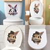 Creative Hole Cute Rabbit Toilet Sticker Bathroom Toilet Beautification Decorative Wall Sticker Customizable