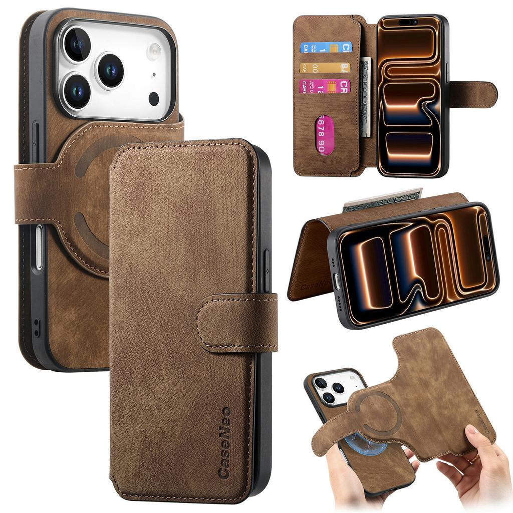CASENEO MW-03 For iPhone 17 Pro Case with Detachable Wallet Leather + TPU Phone Cover