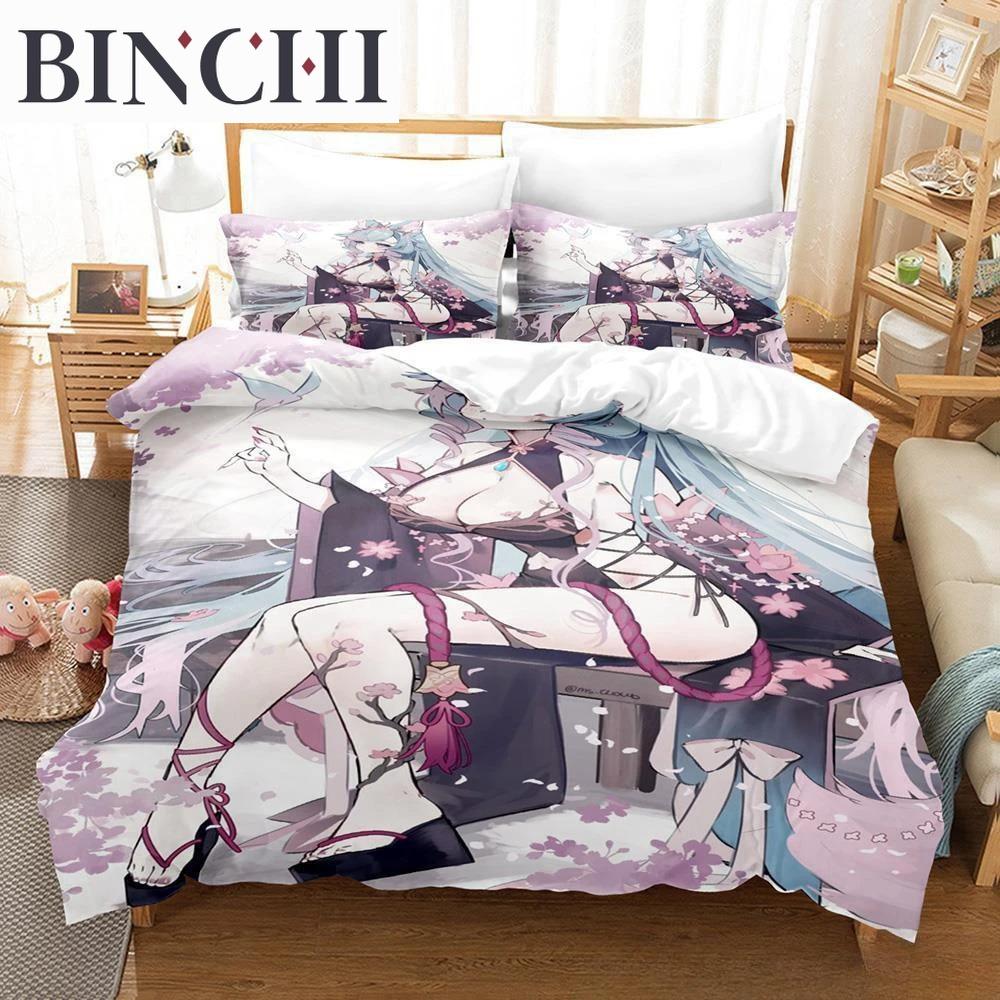 3D Anime Sexy Girls Silvervale Vtuber Bedding Collection Single Twin Full Queen King Size Bed Collection Adult Boys Bedroom Duvet Cover Collections