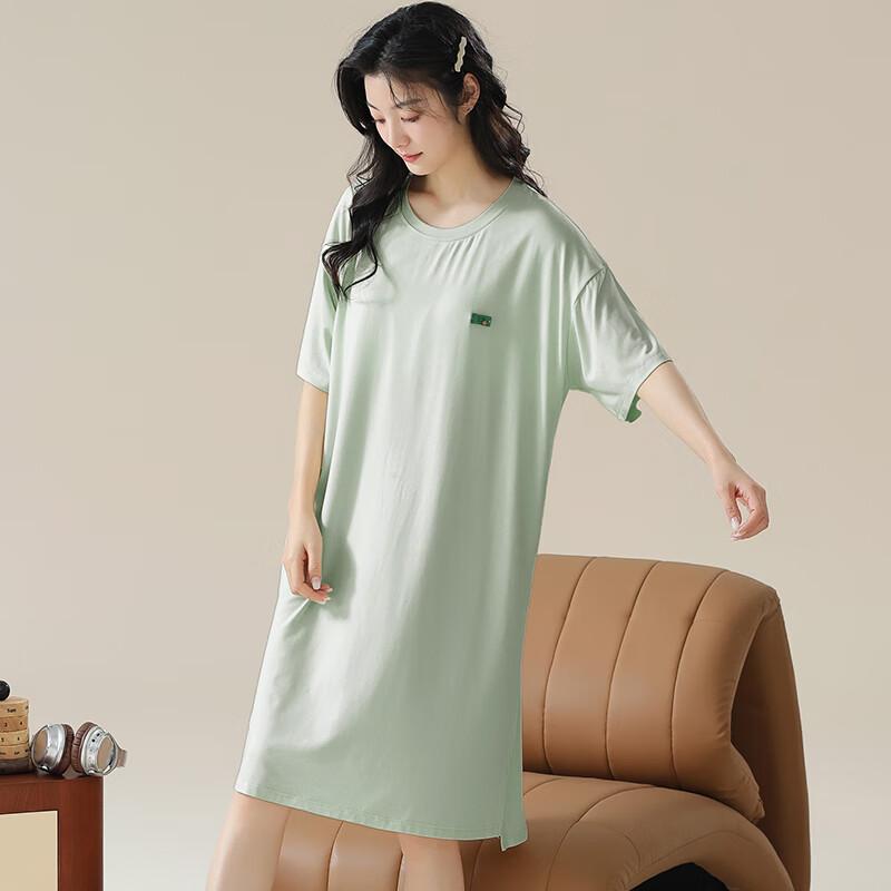 LangSha Padded Nightgown for Women, Loose-Fitting Bra-Free Sleepwear, Thin And Suitable for Outdoor Wear, Short-Sleeved Ladies' Loungewear