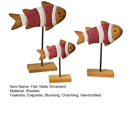 3 Pcs Wooden Fish Tabletop Centerpiece Ocean Sea Animal Sculpture Rustic Standing Wood Fish Sign Table Ornament for Coastal Beach Home Office Decor