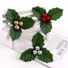 5/10PCS Christmas Artificial Holly Berries Cherry Little Fruits Green Leaves for Party Home Decoration Garland Wreath Ornaments