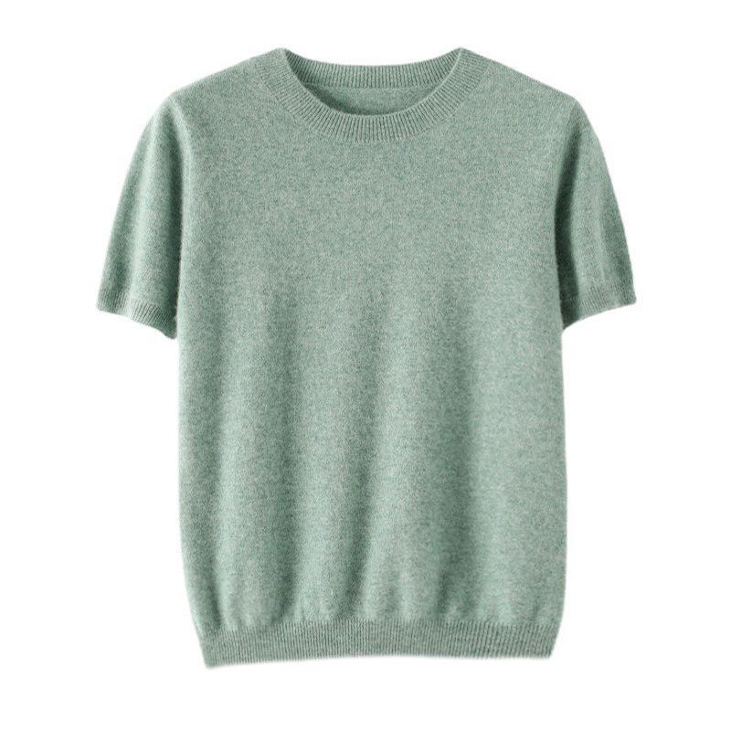 Autumn Women's Knitwear: Round Neck Short Sleeve Pullover Sweater