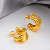 European and American Retro High-end Light Luxury Earrings Niche Design C-shaped Irregular Rattan Stud Earrings Temperament Fashion Earrings