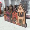 Multi-layer Halloween Village Decor Wooden Rustic Autumn Ornament  Coffee Bar Table