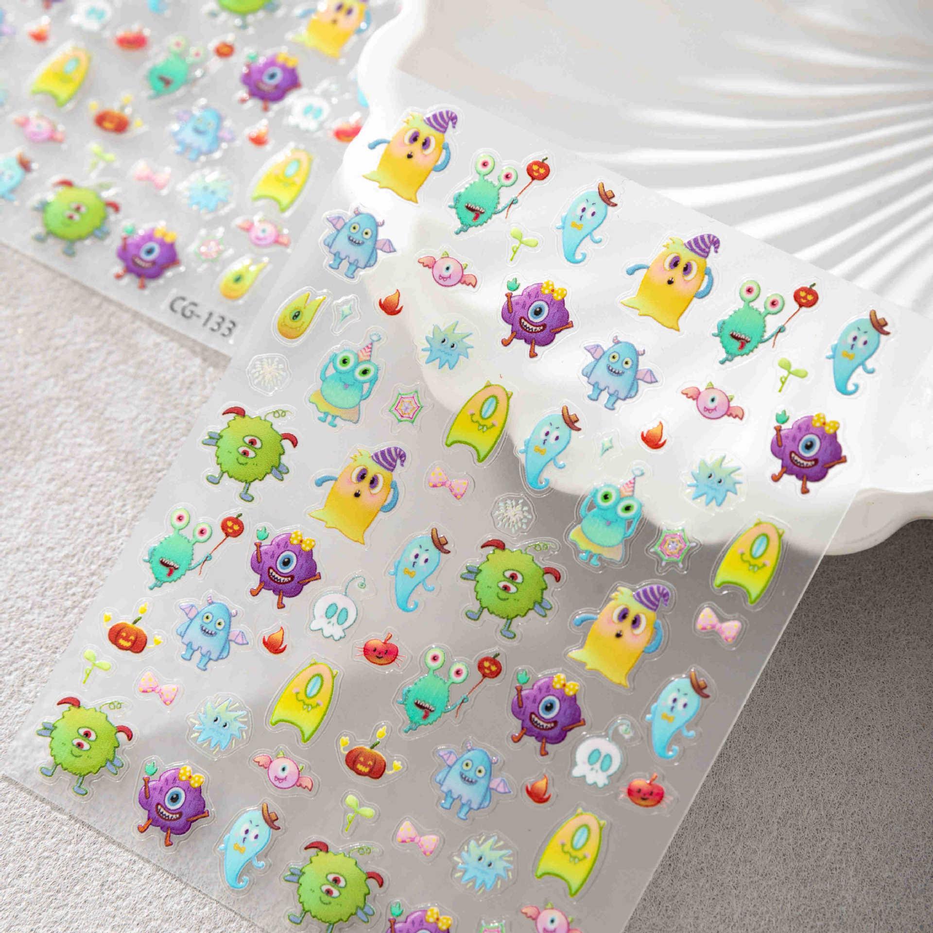 

Adorable Monster Academy Nail & Phone Stickers: Fun DIY American Patterns Nail Sticker CG-133 [1 sheet]