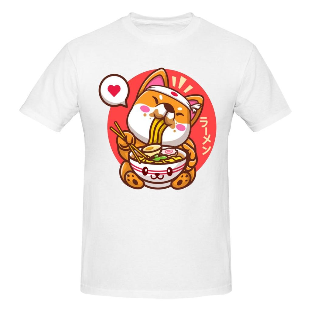 Unisex Shiba Inu Eating RaUnisex Dog Funny T Shirt Streetwear Cotton T Shirts For Unisex
