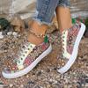 2025 Spring New Arrival Plus Size Women's Flat Casual Shoes Floral Ethnic Style Lace-Up Front Lightweight Shoes