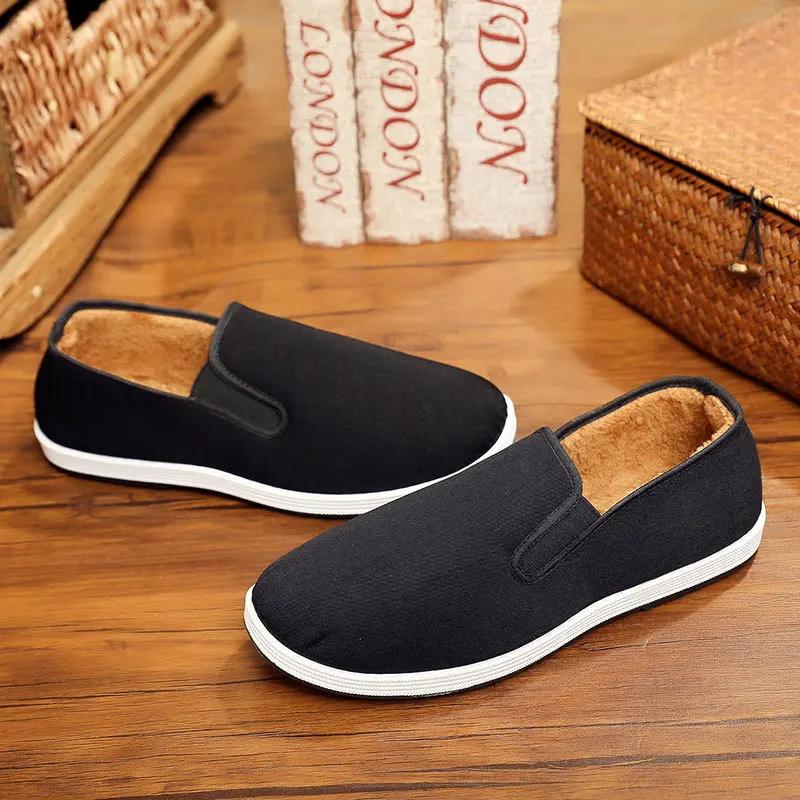 2024 Winter New Men's Cashmere Cotton Shoes Beef Tendon Sole Non-slip Casual Warm Men's Shoes Large Size 36-50