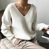 Fashion Casual Pullover Women Sweater Autumn Winter Women's Sweaters V-Neck Minimalist Jumpers Tops 7290
