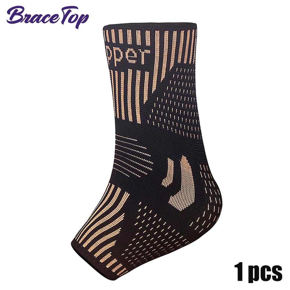 

Bracetop 1 Pc Copper Ankle Brace Infused Compression Sleeve Support For Plantar Fasciitis, Sprained Pain Relief, Achilles Tendon L