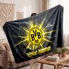 Couverture en polaire personnalisée Borussia Dortmund avec logo de football, texte de nom personnalisé, couverture d'appoint douce et chaude pour la maison