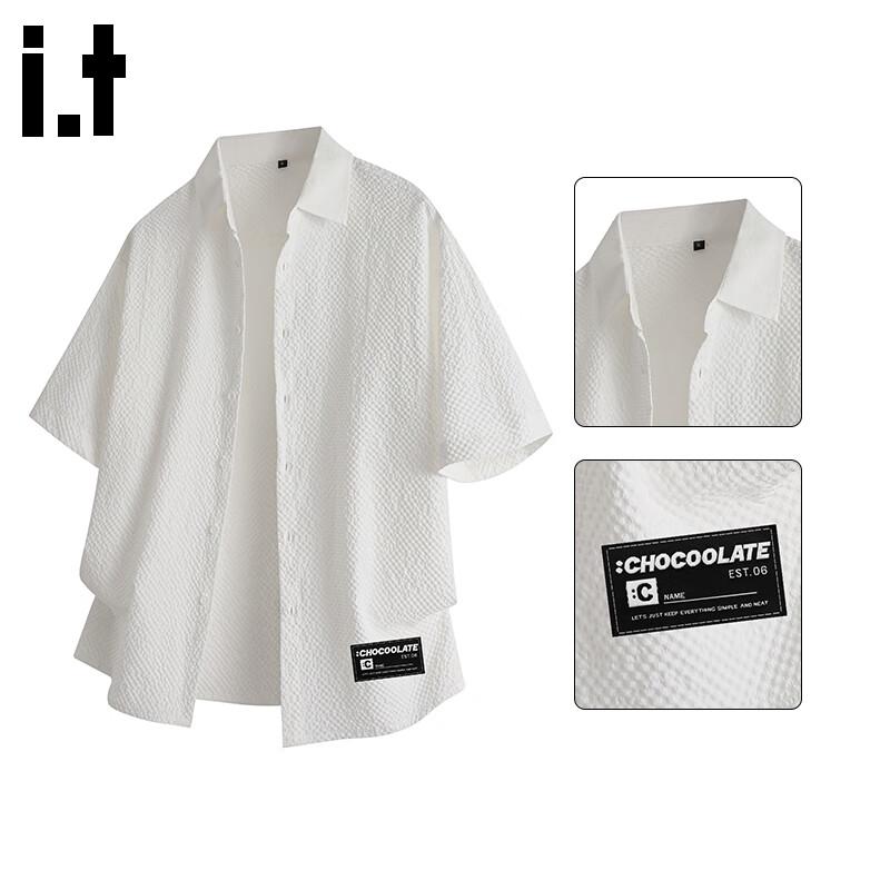 

:CHOCOOLATEit Men s Summer Textured Ice Silk Short-Sleeved Shirt 2XL