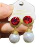 Diamond-inlaid Round Water Drop Light Luxury Jewelry Sets Women Pearl Earrings Versatile High-end Fashion Necklace French Retro