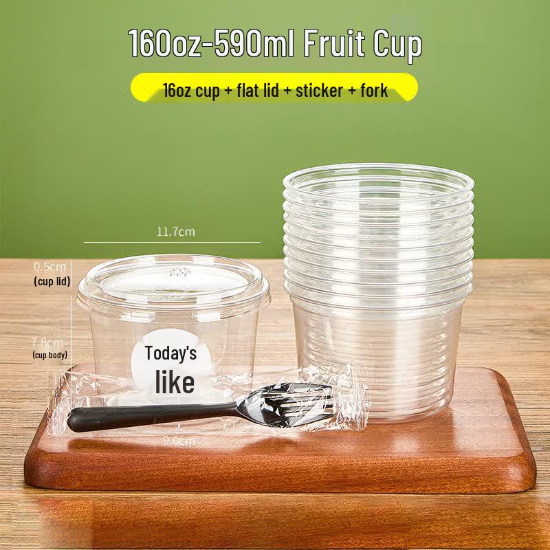Disposable 16oz Plastic Fruit Cups with Lids and Accessories