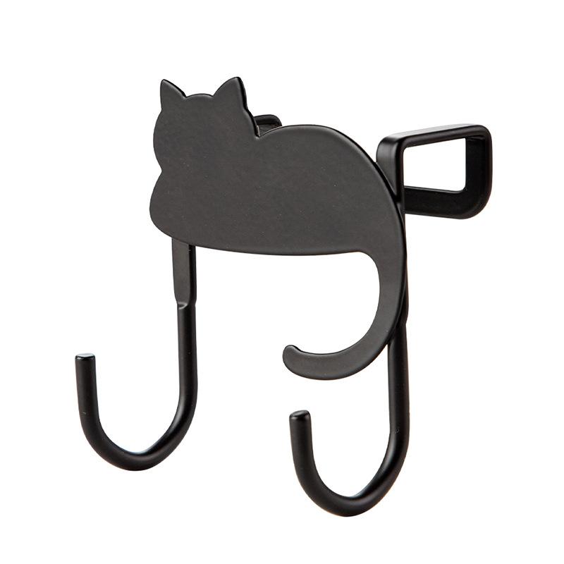 Cabinet Hooks Cute Cat No Hole Door Back Bag Hanger Drawer Small Item Hooks Clothes and Hat Hooks