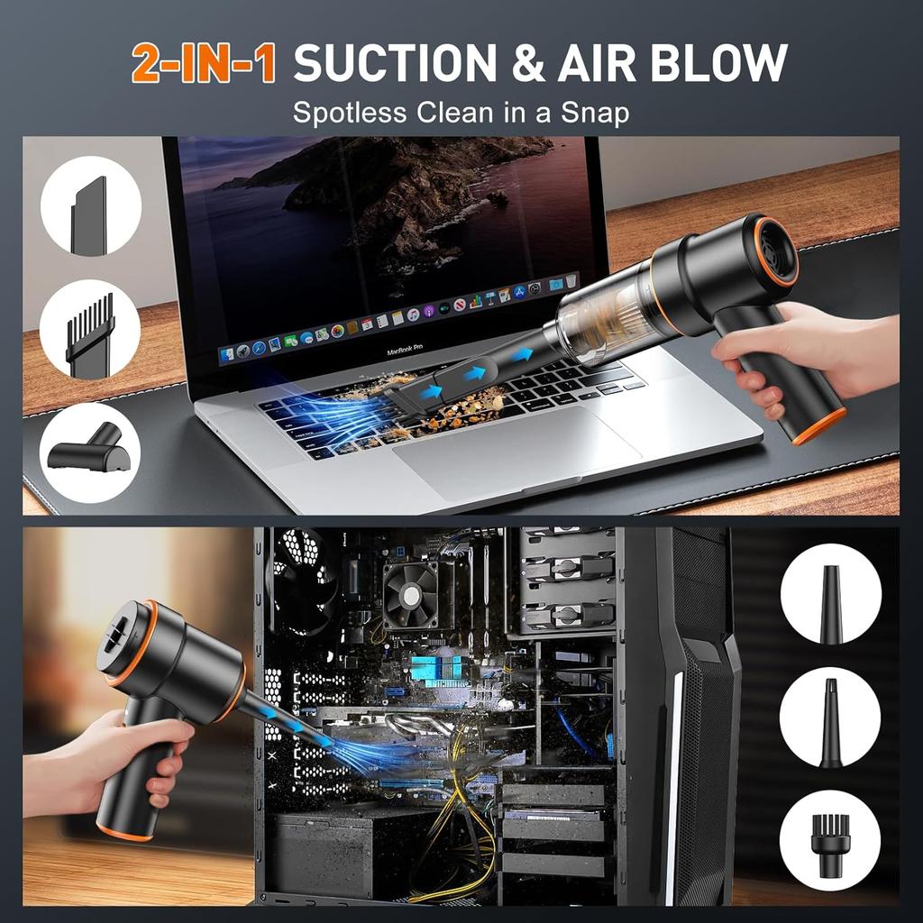 KMM Handheld Car Vacuum Cleaner, 11000PA Vacuum Cleaner & Air Duster, 120W High Power Vacuum Portable Cordless, Hand Held Vacuum Rechargeable With