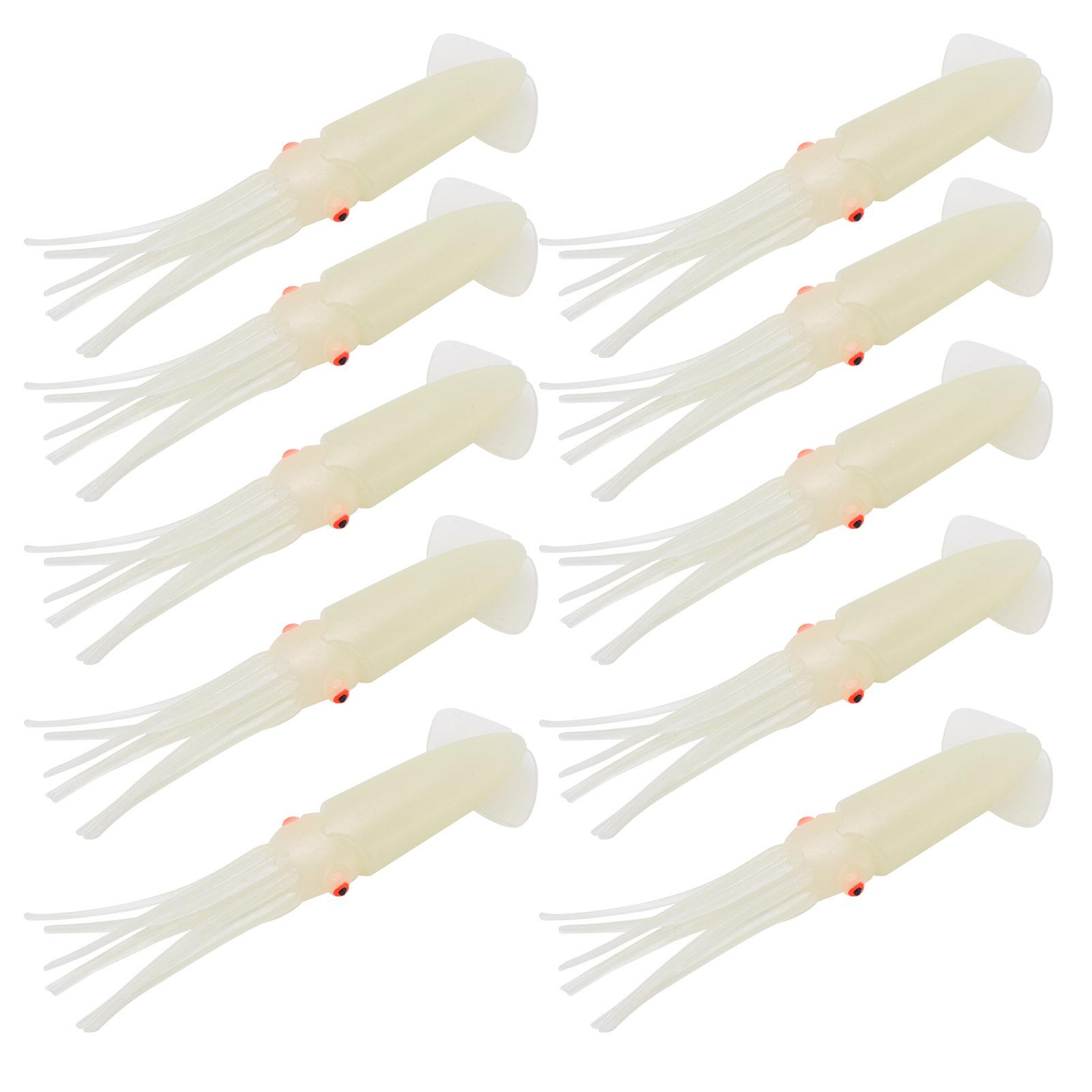

10 шт. приманок для ловли кальмаров, прочные, светящиеся, реалистичные, мягкие, силиконовые, приманки для кальмаров, 7,5 см 7.5cm / 3in