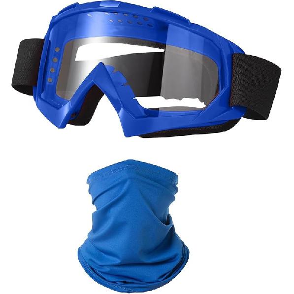 Motorcycle Goggles Dirt Bike ATV Off-Road Riding Motocross Glasses with Sun UV Protection Neck Gaiter Face Cover