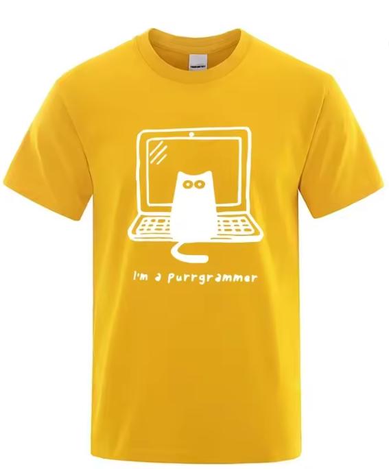 Unisexs TShirt High Quality Cotton Blend Funny Cat Programmer Printed Summer Casual Loose Cool Unisex T Shirt ONeck Male Tops Tees