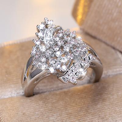 Anelli con fiori in zircone bianco abbagliante CZ per donne, accessori per matrimonio e fidanzamento, gioielli statement, regalo