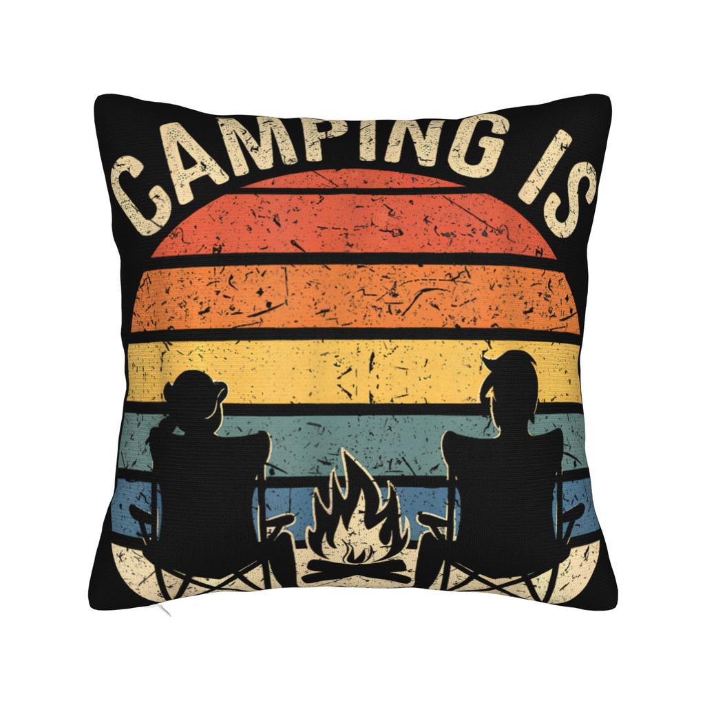 Camping Is My Therapy Pillow Case Design Pillow Cover Cute Funny Pillowcases For Sofa Couch Bed Living Room