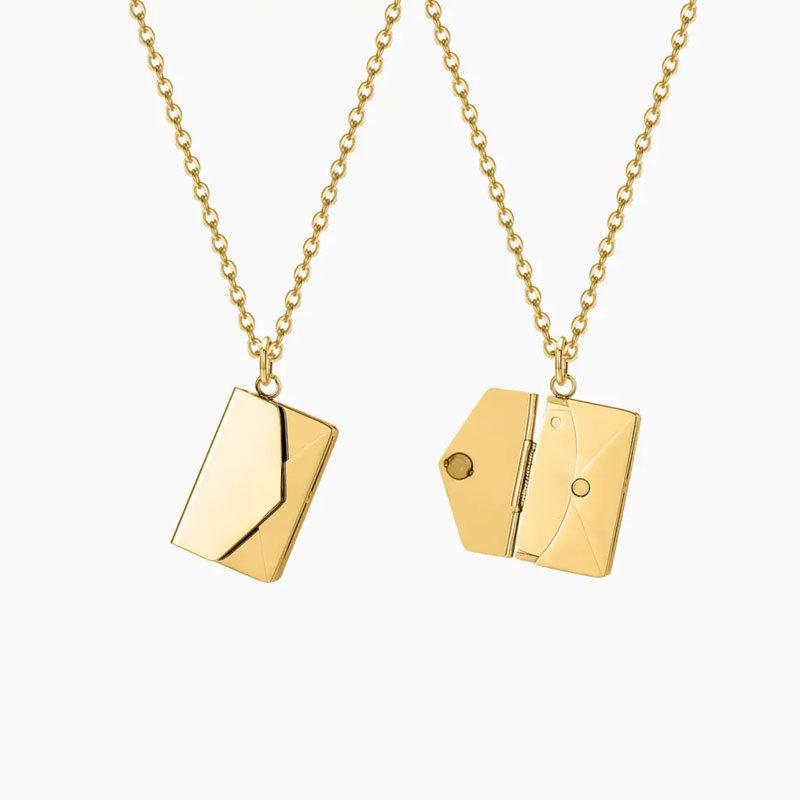 18k Gold Heart-Shaped Book Pendant Necklace - Personalized Non-Fading Couple's Sweater Chain