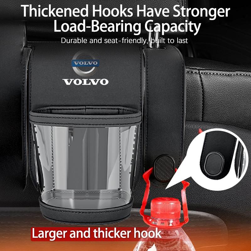 Double Hooks Car Seatback Water Cup Holder No Drilling Required Install For Volvo XC60 S60 V40 V50 V60 XC40 V70 XC90 V90 S90