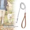 Metal Dog Leash Training Collar Rope   Strap with PU Handle (Brown)