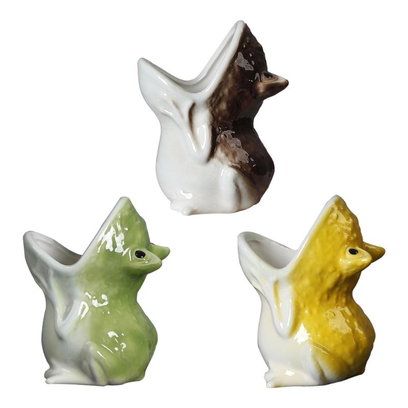 Creative Frogs Face Ceramic Flower-pot For Small Desktop Shelf Decoration Indoor Gardening