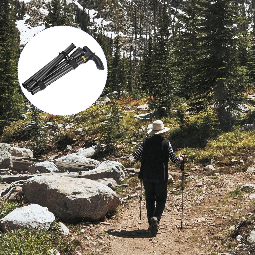 METERXITY Trekking Poles - Foldable Hiking Walking Sticks, Telescoping & Folding, Unisex, Walking & Backpacking (33-37"), Black