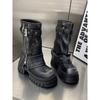 Women Fashion Boots European Leather Square Toe Maillard Western Cowboy Thick Soled Boots Motorcycle Short Boots