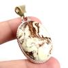 Natural Peanut Wood Jasper 925 Sterling Silver Jewelry TwoTone Pendant 1.9" E4q81