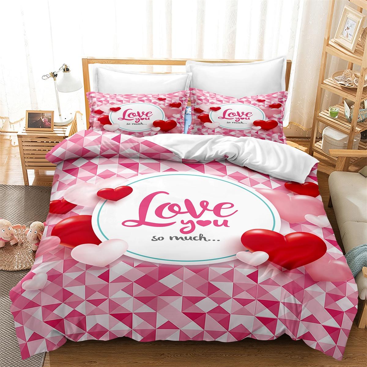 

3D комплект постельного белья «Современная романтическая любовь» для молодоженов, одеяло и наволочка AU240 * 270, супер размер, комната для пары, мягкое украшение для дома AU Double 180x210cm