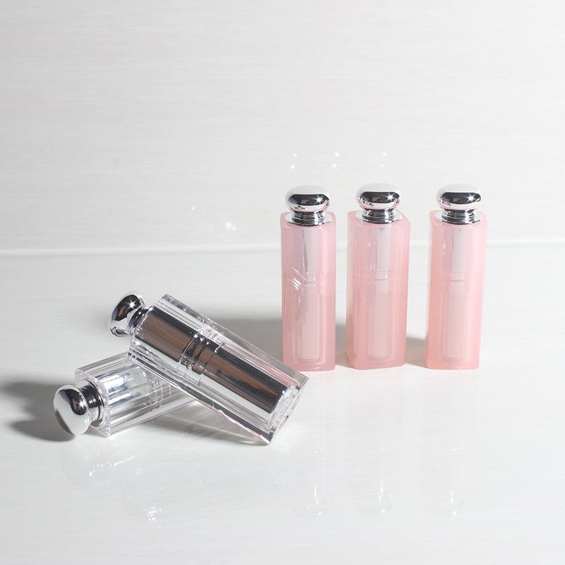2.5g Mini Empty Lipstick Tube, Transparent Silver Powder Lip Balm Container, Cosmetic Packaging for DIY Lip Gloss