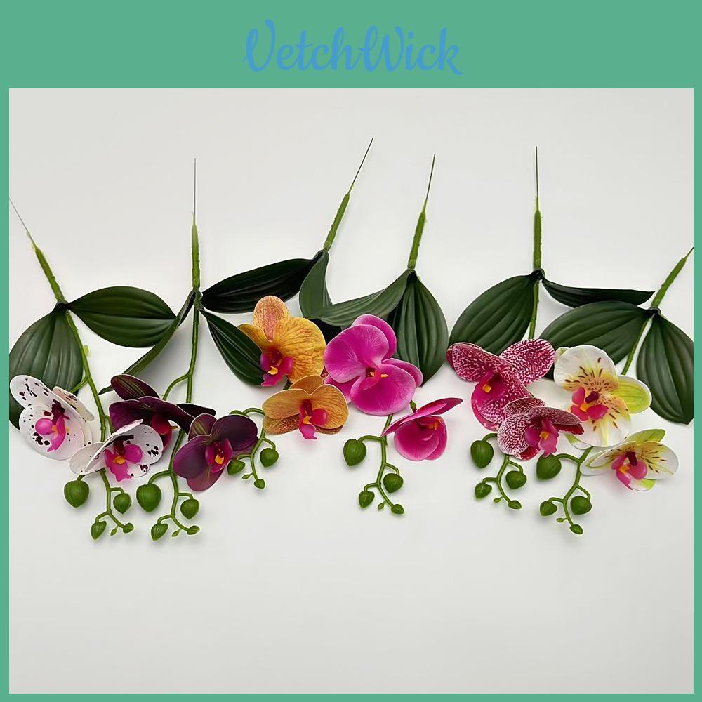 Butterfly Orchid Faux Flower For Hotel And Bedroom Decoration With Realistic Leaves For Photography Props