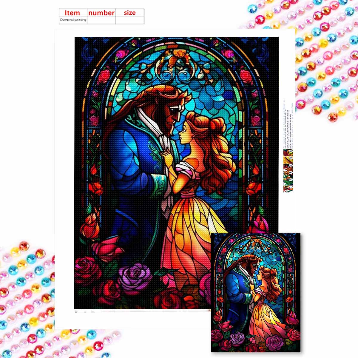 

Наборы для алмазной живописи 5D DIY для взрослых, «Красавица и чудовище», наборы с полными круглыми кристаллами для начинающих для украшения стен дома Round 40x50cm