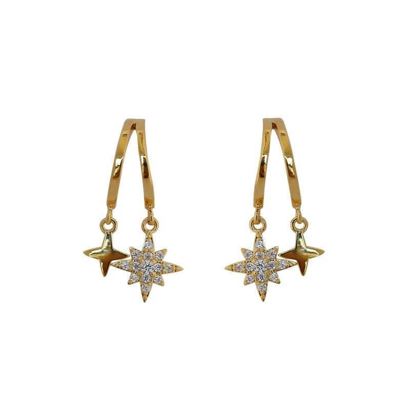 South Korea Dongdaemun Eight-Pointed Stars Delicate Earrings Girl Silver Needle