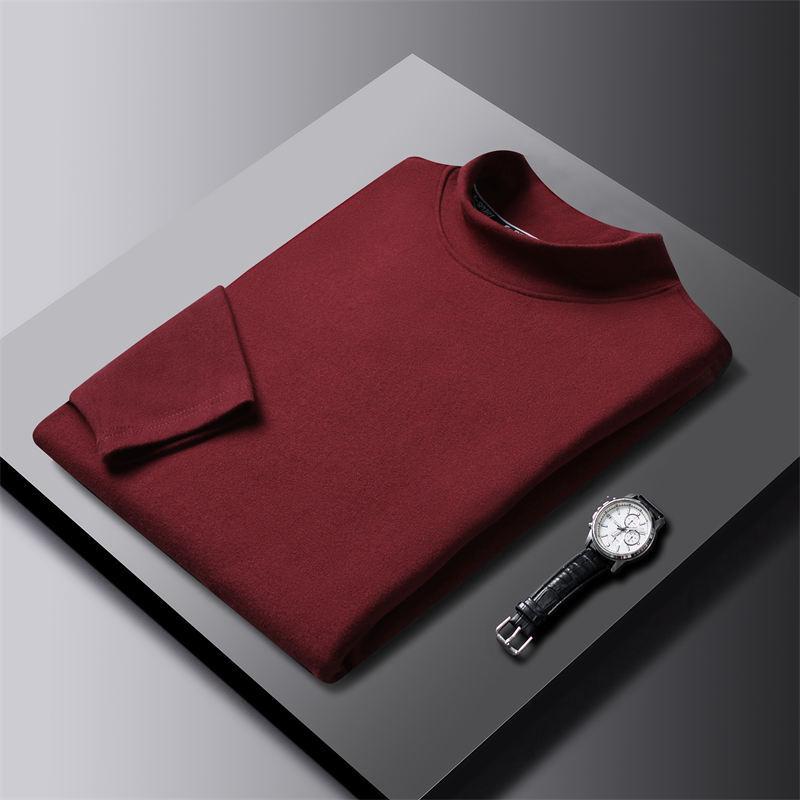 Double-sided Velvet Inner Layer Autumn Warm German Velvet Base Layer Half Turtle Collar Solid Color Close-fitting Base Layer for Men