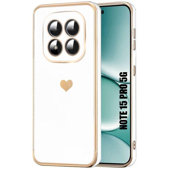 Coque pour Xiaomi Redmi Note 15 Pro 5G, Silicone Motif Cœur Anti-Rayure Slim Souple Blanc