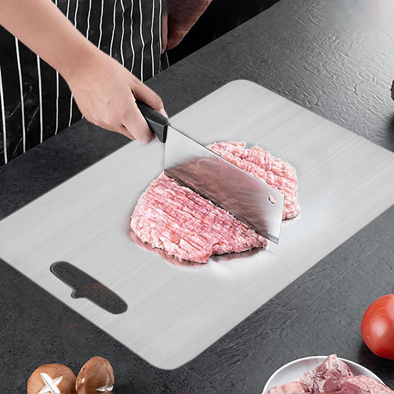 hot sale Kitchen Titanium Cutting Boards For 304 Stainless Steel Thickened Double-Sided Food Grade Portable Fruit Meat Chopping