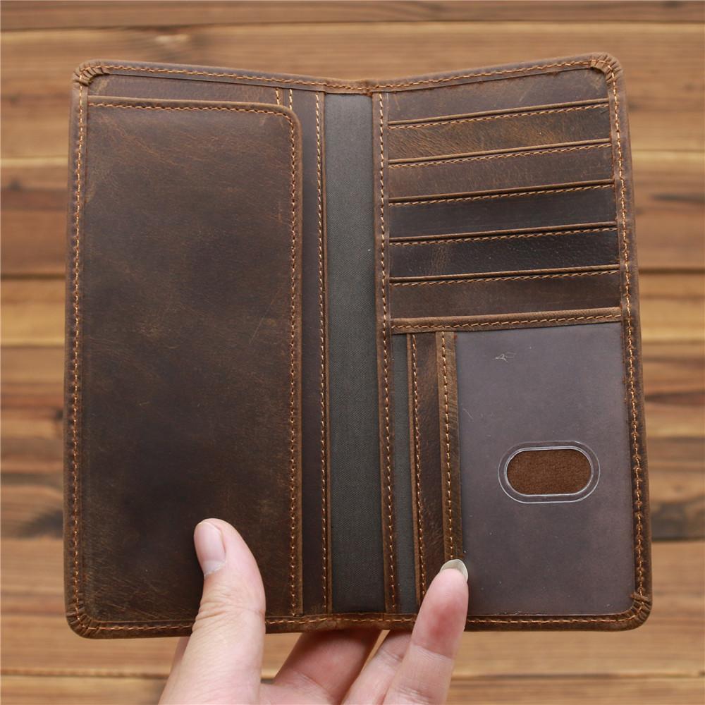 Wallet Men's New Crazy Horse Leather Long Wallet Head Layer Leather Leather Retro Card Bag
