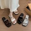 French low-heeled set of toe cool slippers for women's summer outer wear 2025 new models with skirt temperament wedge heel one-word sandals